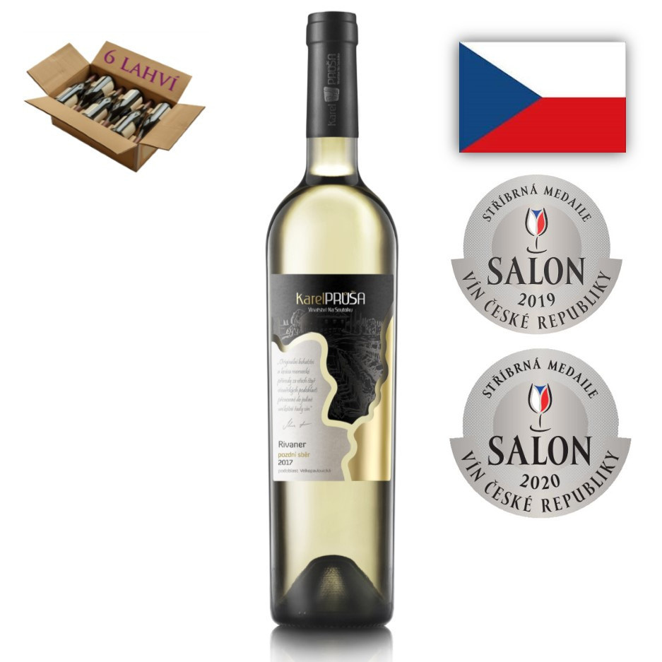 Rivaner pozdni sber 2017 stribrna medaile salon vin 2019 2020 Vinarstvi Na Soutoku - karton 6 lahvi vina