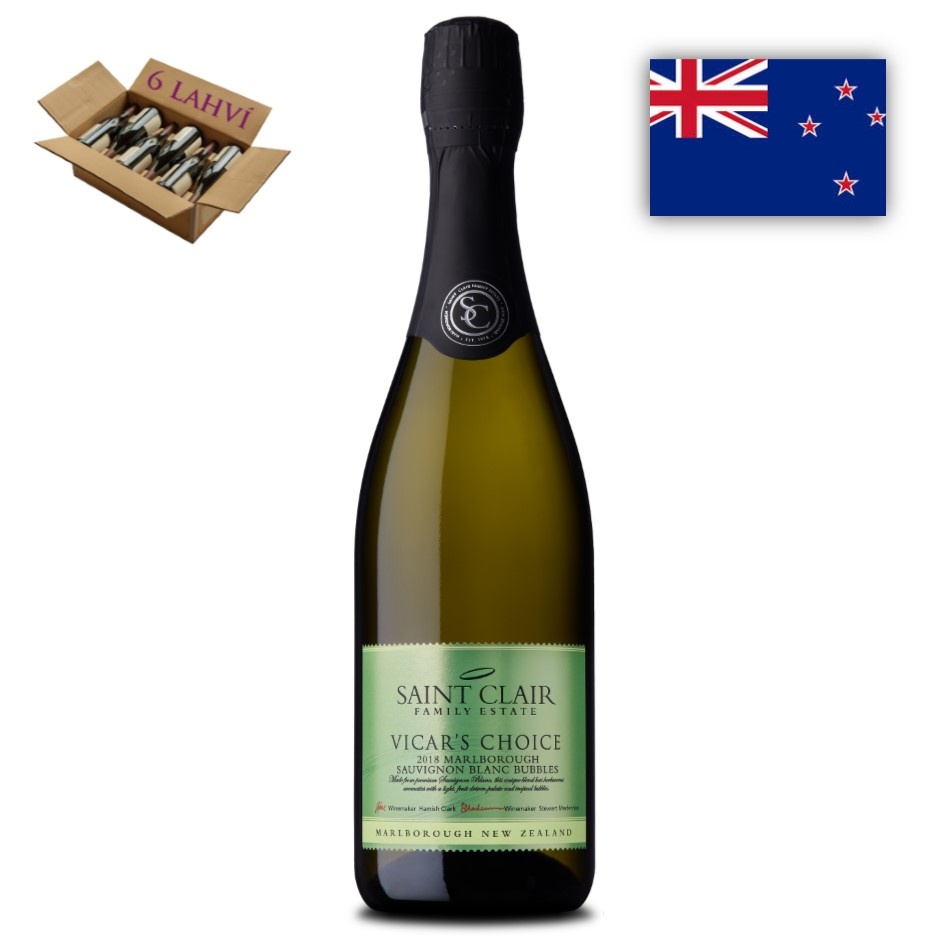 Sauvignon Blanc Bubbles, Vicar´s Choice, Saint Clair (karton 6 lahví vína)