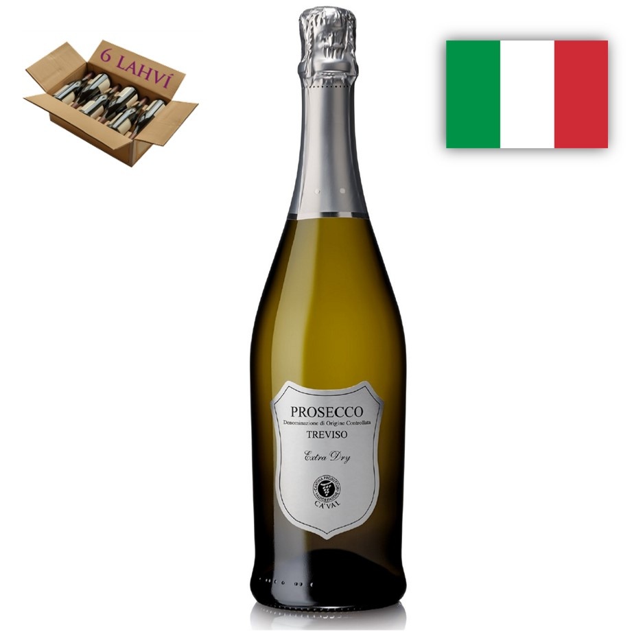 Prosecco sekt Scudo Argento Exdry, karton 6 lahví vína