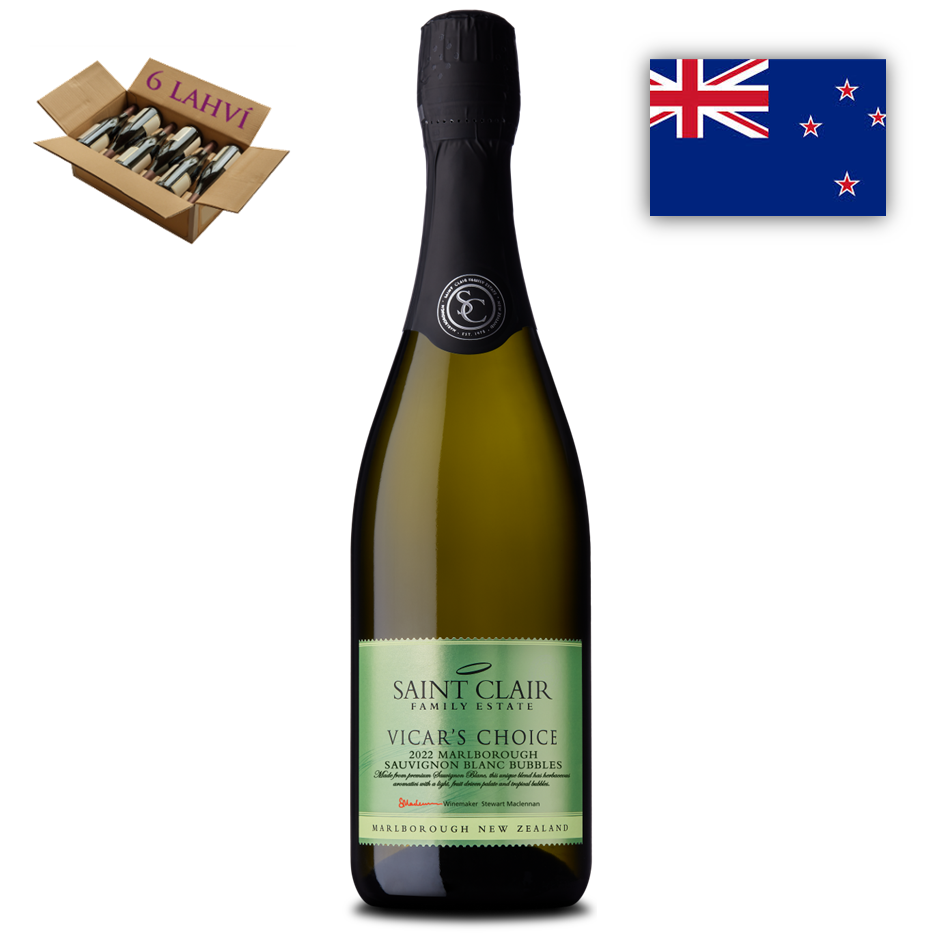 Sauvignon Blanc Bubbles Vicars Choice Saint Clair karton 6 lahvi