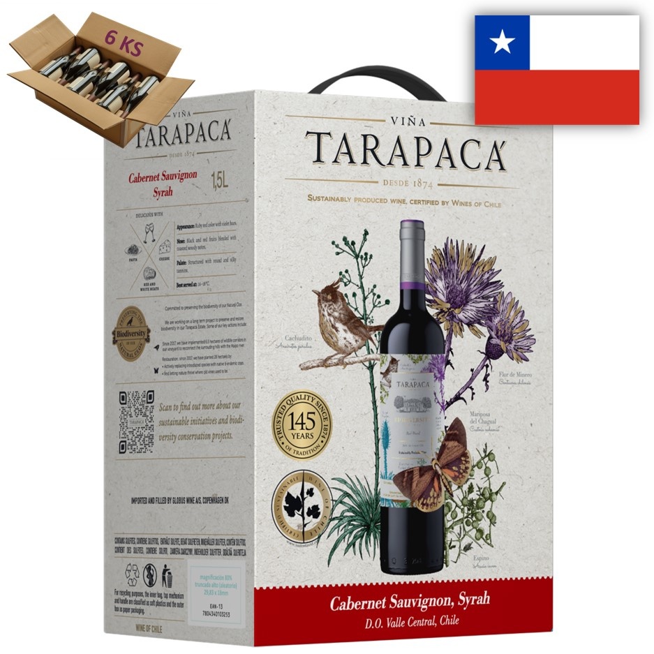 Cabernet Sauvignon Syrah Varietal BIB Tarapaca karton 6 ks