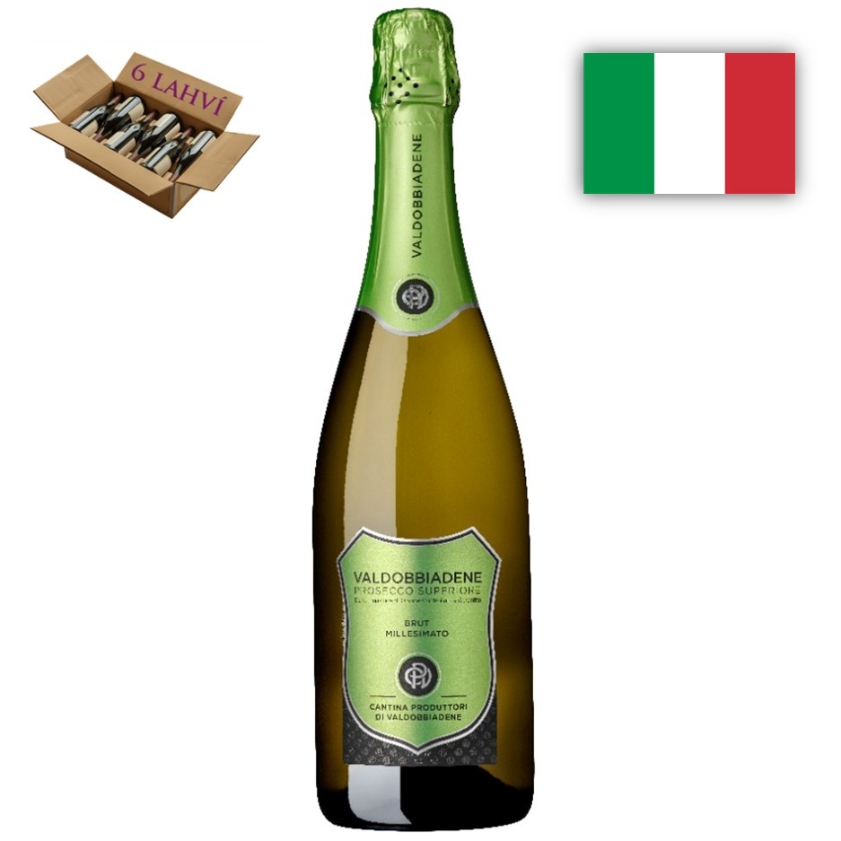 Valdobbiadene Prosecco Superiore DOCG Brut Scudo Verde, Cantina Produttori di Valdobbiadene karton 6 lahvi vina