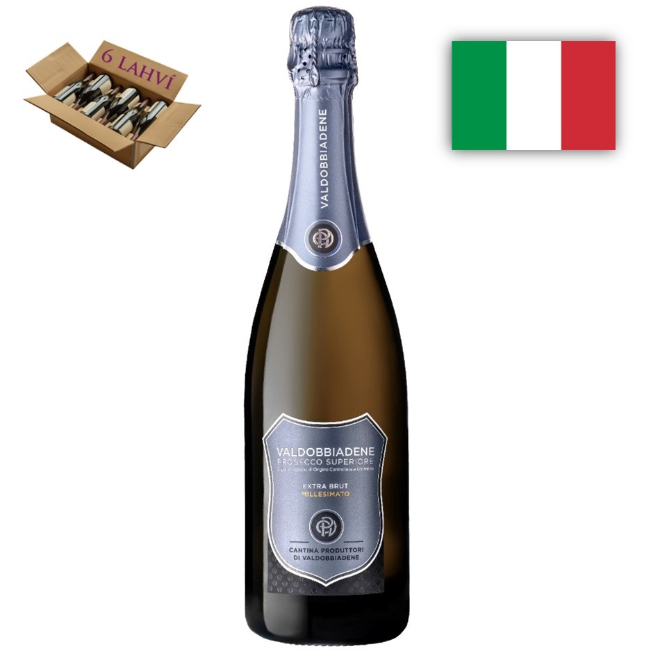 Valdobbiadene Prosecco Superiore DOCG Extra Brut Scudo Ardesia, Cantina Produttori di Valdobbiadene karton 6 lahvi vina