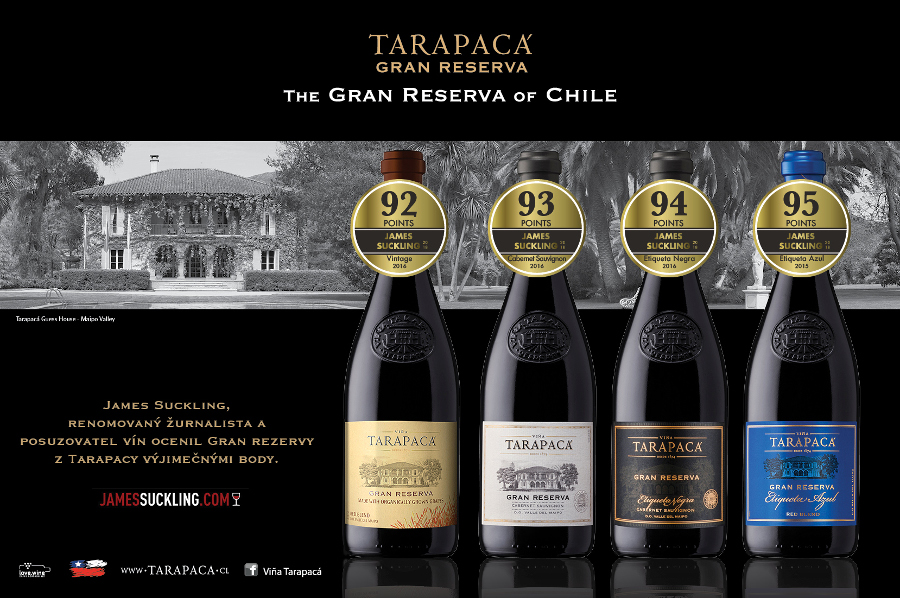 James Suckling ohodnotil vína Gran Reserva Tarapaca